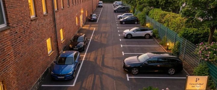 der Parkplatz am Retro-Hotel Lünen